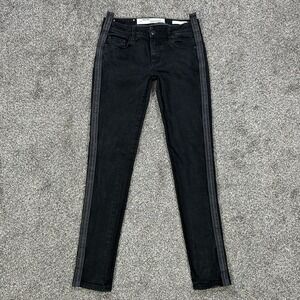 Off-White Main Label Skinny Fit Jean Black Denim Women 28 Side Detail Italy Made